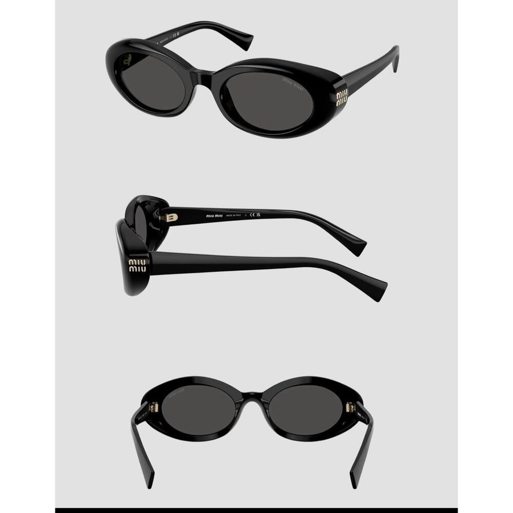 MIU MIU MU B09S 16K08Z Black Gold Dark Grey Lens Women Sunglasses AUTHENTIC - Picture 7 of 8